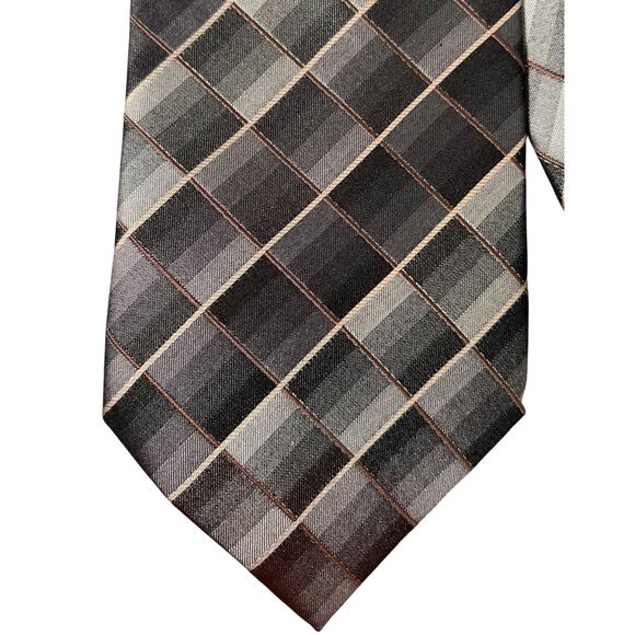 Charles Wain Tie Mens Silk Necktie Brown Gray Geometric Designer 59 inch - Picture 1 of 5
